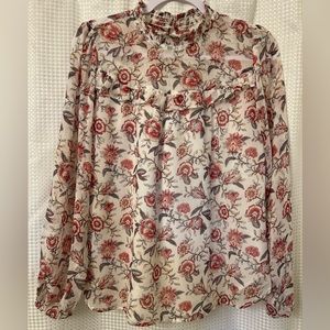 EUC Loft Floral Ruffle Blouse